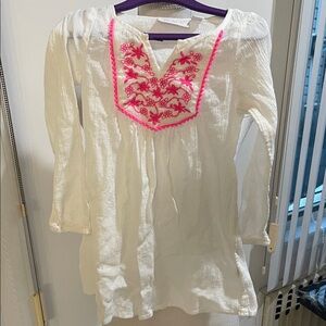 NWOT Childrens place White coverup with Pink Embroidery for girls size 5T